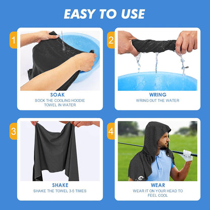 3 Pack Cooling Hoodie Towels for Neck and Face, UPF 50 Sun Protection & Instant Cooling, Ice Towels for Hot Weather, Soft Breathable Towel for Sport, Work Out, Gym, Camping & More Activities