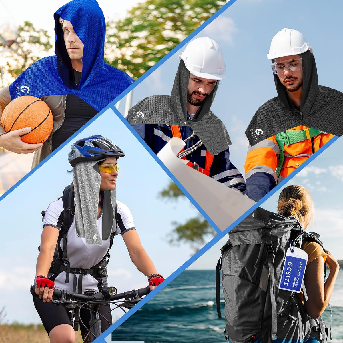 3 Pack Cooling Hoodie Towels for Neck and Face, UPF 50 Sun Protection & Instant Cooling, Ice Towels for Hot Weather, Soft Breathable Towel for Sport, Work Out, Gym, Camping & More Activities