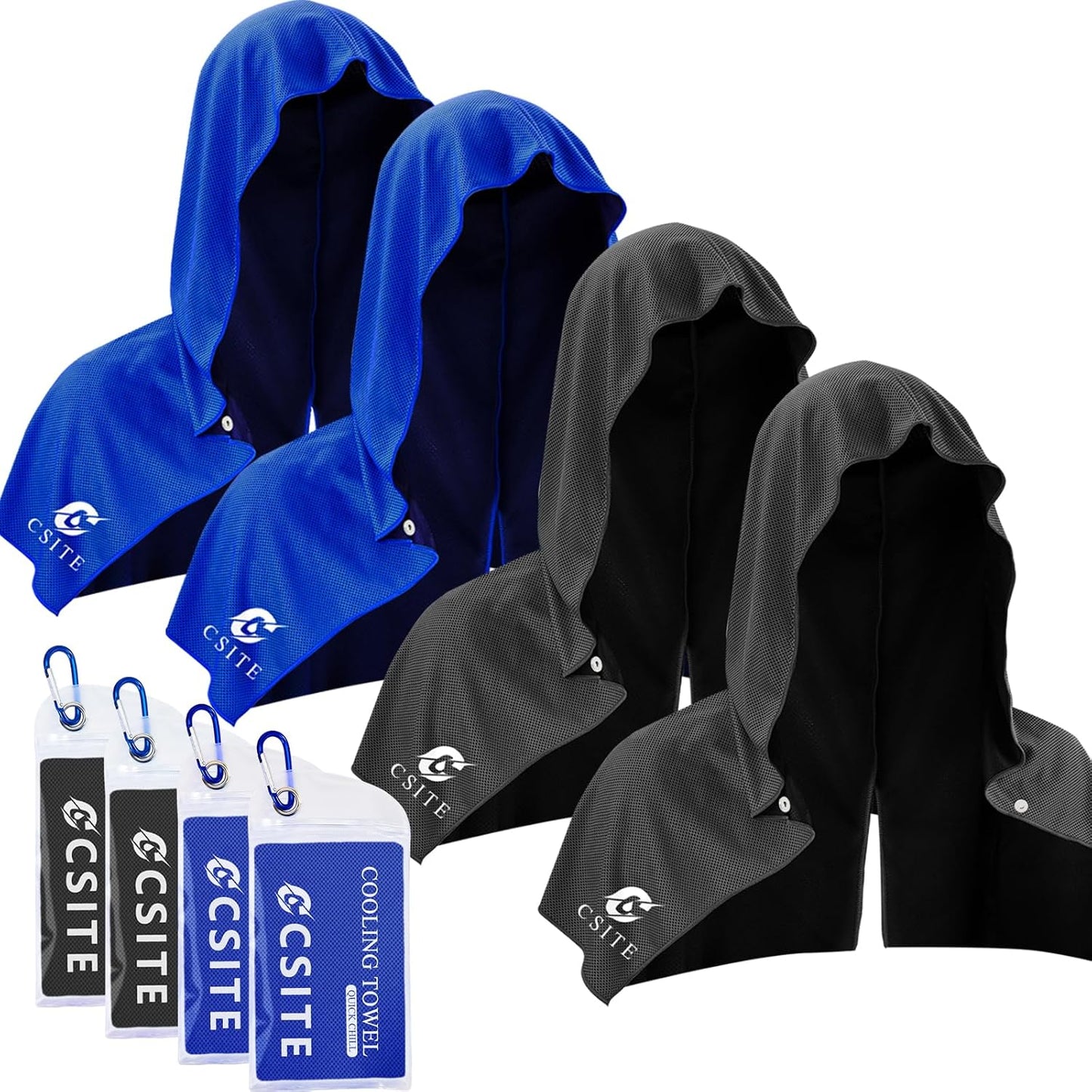 3 Pack Cooling Hoodie Towels for Neck and Face, UPF 50 Sun Protection & Instant Cooling, Ice Towels for Hot Weather, Soft Breathable Towel for Sport, Work Out, Gym, Camping & More Activities
