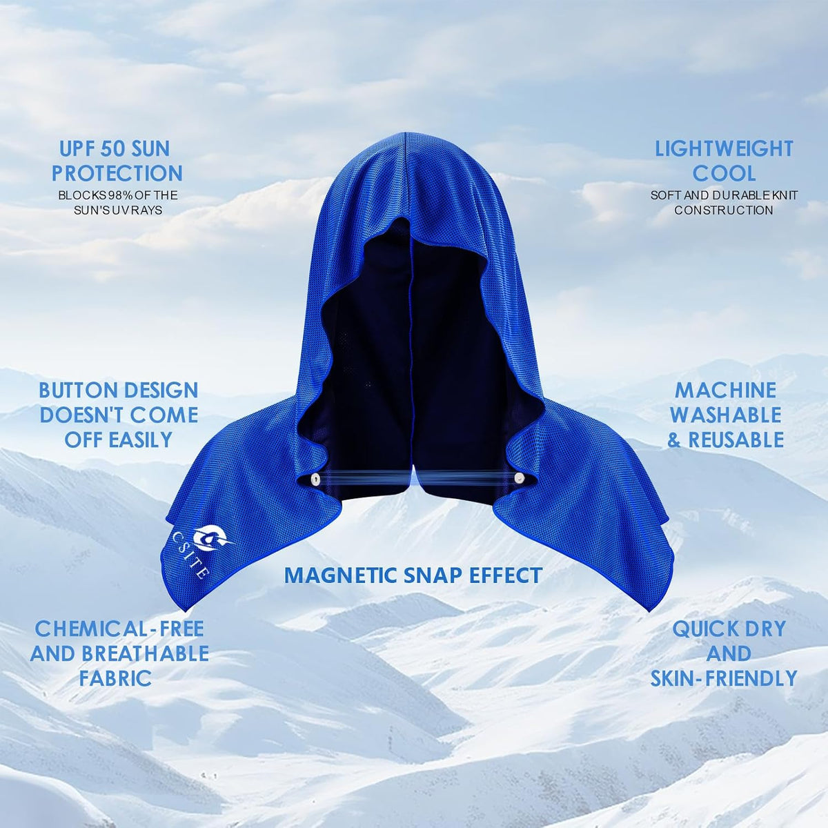 3 Pack Cooling Hoodie Towels for Neck and Face, UPF 50 Sun Protection & Instant Cooling, Ice Towels for Hot Weather, Soft Breathable Towel for Sport, Work Out, Gym, Camping & More Activities