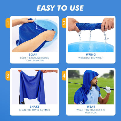 3 Pack Cooling Hoodie Towels for Neck and Face, UPF 50 Sun Protection & Instant Cooling, Ice Towels for Hot Weather, Soft Breathable Towel for Sport, Work Out, Gym, Camping & More Activities