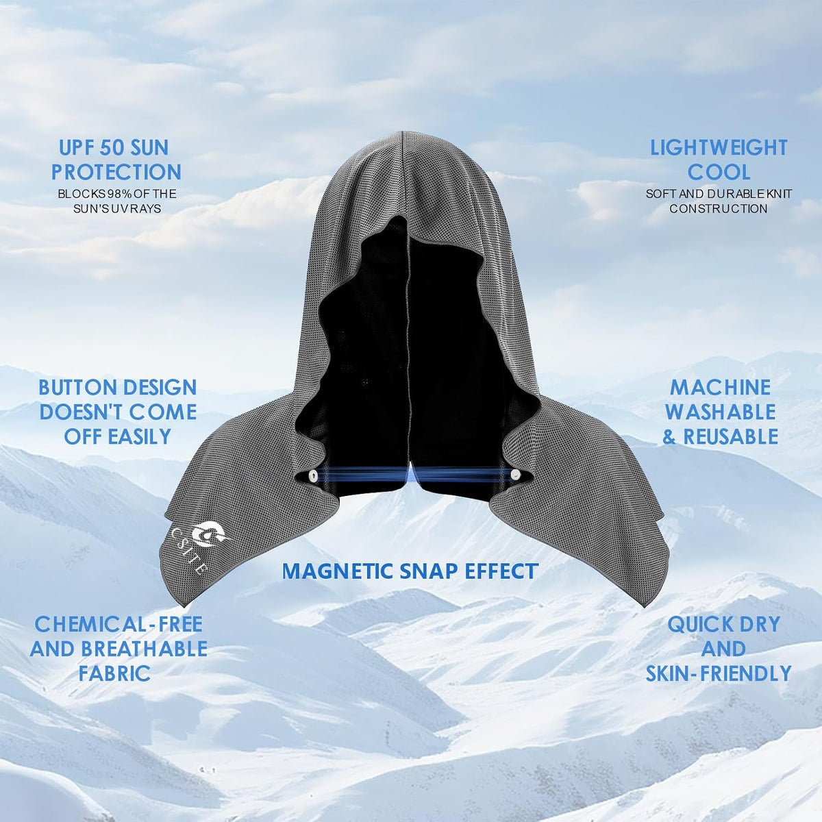 3 Pack Cooling Hoodie Towels for Neck and Face, UPF 50 Sun Protection & Instant Cooling, Ice Towels for Hot Weather, Soft Breathable Towel for Sport, Work Out, Gym, Camping & More Activities