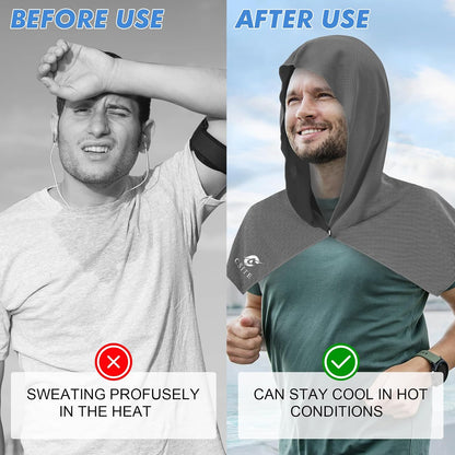 3 Pack Cooling Hoodie Towels for Neck and Face, UPF 50 Sun Protection & Instant Cooling, Ice Towels for Hot Weather, Soft Breathable Towel for Sport, Work Out, Gym, Camping & More Activities