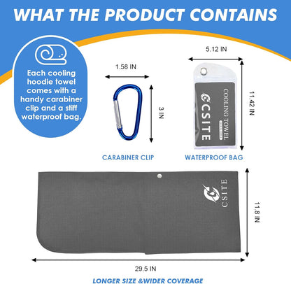 3 Pack Cooling Hoodie Towels for Neck and Face, UPF 50 Sun Protection & Instant Cooling, Ice Towels for Hot Weather, Soft Breathable Towel for Sport, Work Out, Gym, Camping & More Activities