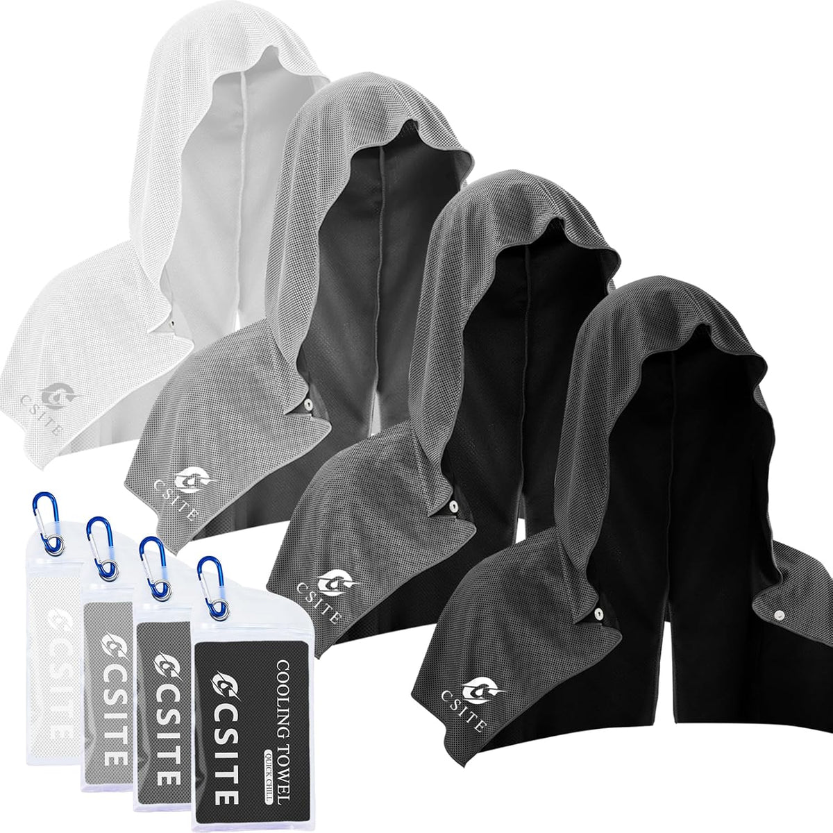 3 Pack Cooling Hoodie Towels for Neck and Face, UPF 50 Sun Protection & Instant Cooling, Ice Towels for Hot Weather, Soft Breathable Towel for Sport, Work Out, Gym, Camping & More Activities