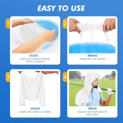 3 Pack Cooling Hoodie Towels for Neck and Face, UPF 50 Sun Protection & Instant Cooling, Ice Towels for Hot Weather, Soft Breathable Towel for Sport, Work Out, Gym, Camping & More Activities
