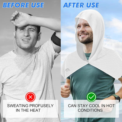 3 Pack Cooling Hoodie Towels for Neck and Face, UPF 50 Sun Protection & Instant Cooling, Ice Towels for Hot Weather, Soft Breathable Towel for Sport, Work Out, Gym, Camping & More Activities