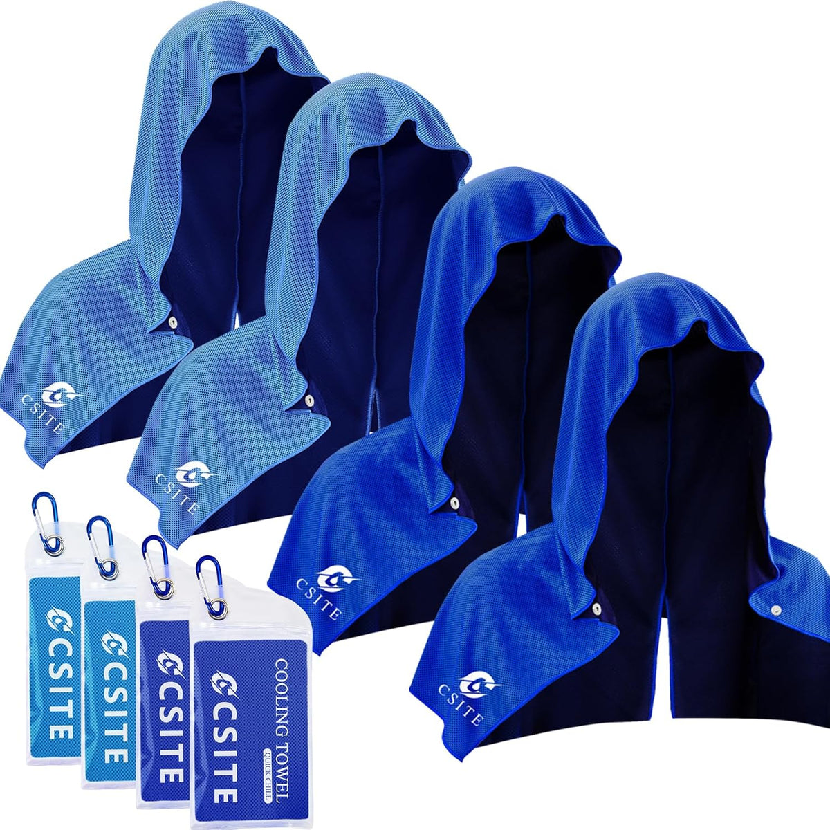 3 Pack Cooling Hoodie Towels for Neck and Face, UPF 50 Sun Protection & Instant Cooling, Ice Towels for Hot Weather, Soft Breathable Towel for Sport, Work Out, Gym, Camping & More Activities