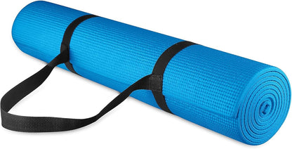 All Purpose 1/4-Inch High Density Anti-Tear Exercise Yoga Mat with Carrying Strap, Multiple Colors