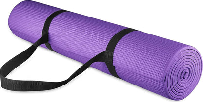 All Purpose 1/4-Inch High Density Anti-Tear Exercise Yoga Mat with Carrying Strap, Multiple Colors