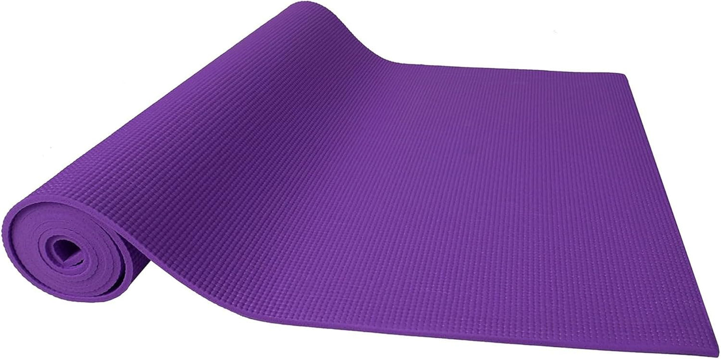 All Purpose 1/4-Inch High Density Anti-Tear Exercise Yoga Mat with Carrying Strap, Multiple Colors