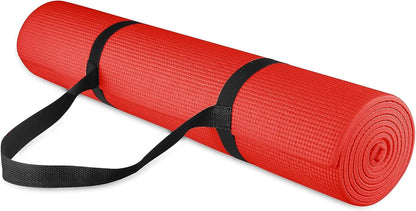 All Purpose 1/4-Inch High Density Anti-Tear Exercise Yoga Mat with Carrying Strap, Multiple Colors