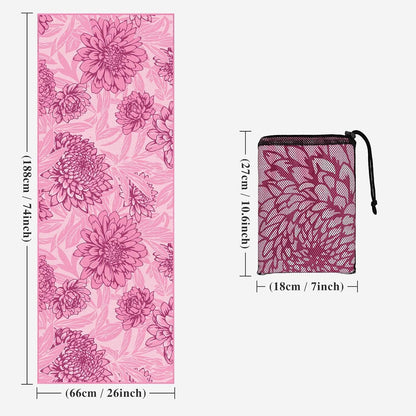 Yoga Towel Hot Yoga Mat Towel with Corner Pockets, 70 x 26 inch, Non-Slip Sweat-Absorbent Soft Microfiber Yoga Blanket for Pilates, Fitness and Workout, Pink