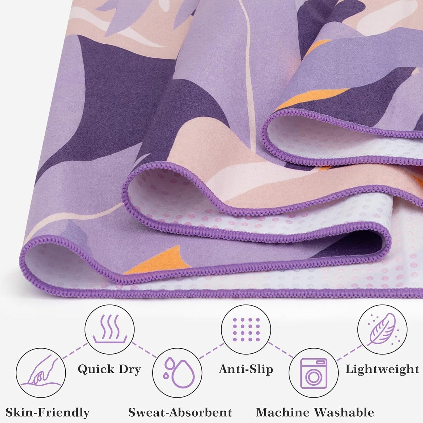 Yoga Towel Hot Yoga Mat Towel with Corner Pockets, 70 x 26 inch, Non-Slip Sweat-Absorbent Soft Microfiber Yoga Blanket for Pilates, Fitness and Workout, Pink
