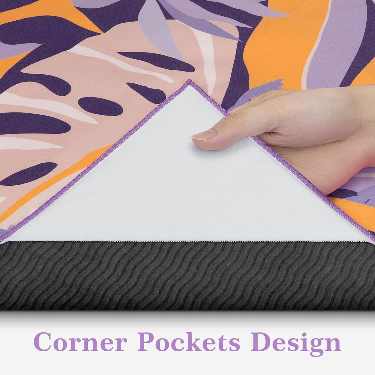Yoga Towel Hot Yoga Mat Towel with Corner Pockets, 70 x 26 inch, Non-Slip Sweat-Absorbent Soft Microfiber Yoga Blanket for Pilates, Fitness and Workout, Pink