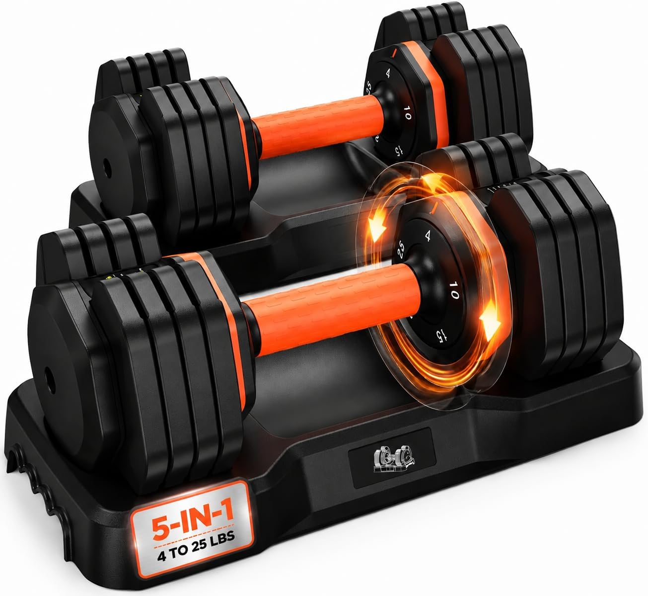 DB1 QuickDial Adjustable Dumbbell Set, Adjustable Free Weights with Storage Box, 110lb/105lb/50lbs Quick Change for Drop Set, Non-Slip Handles, Weight Set For Home Gym Suit both Men and Women