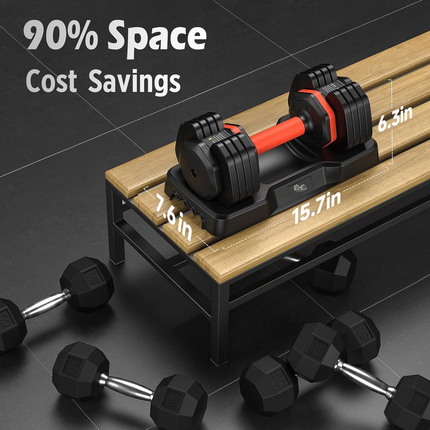 DB1 QuickDial Adjustable Dumbbell Set, Adjustable Free Weights with Storage Box, 110lb/105lb/50lbs Quick Change for Drop Set, Non-Slip Handles, Weight Set For Home Gym Suit both Men and Women