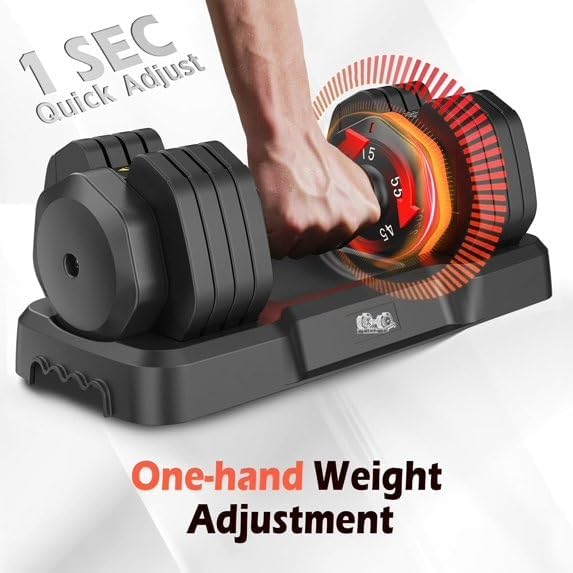 DB1 QuickDial Adjustable Dumbbell Set, Adjustable Free Weights with Storage Box, 110lb/105lb/50lbs Quick Change for Drop Set, Non-Slip Handles, Weight Set For Home Gym Suit both Men and Women