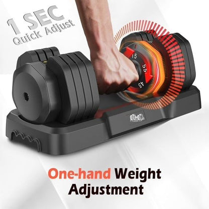 DB1 QuickDial Adjustable Dumbbell Set, Adjustable Free Weights with Storage Box, 110lb/105lb/50lbs Quick Change for Drop Set, Non-Slip Handles, Weight Set For Home Gym Suit both Men and Women