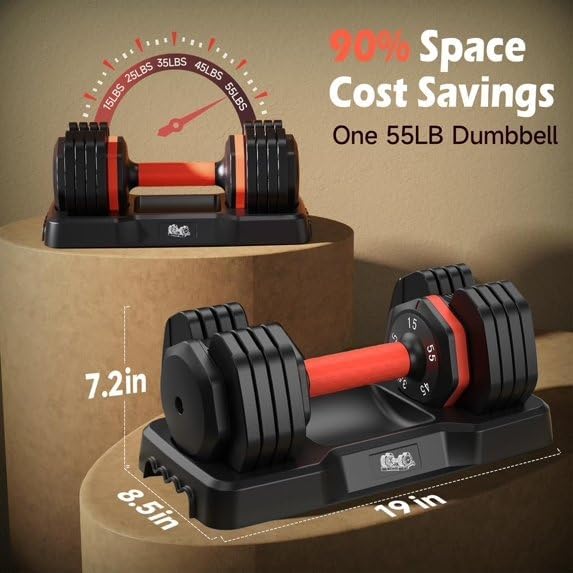 DB1 QuickDial Adjustable Dumbbell Set, Adjustable Free Weights with Storage Box, 110lb/105lb/50lbs Quick Change for Drop Set, Non-Slip Handles, Weight Set For Home Gym Suit both Men and Women