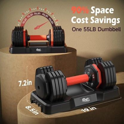 DB1 QuickDial Adjustable Dumbbell Set, Adjustable Free Weights with Storage Box, 110lb/105lb/50lbs Quick Change for Drop Set, Non-Slip Handles, Weight Set For Home Gym Suit both Men and Women