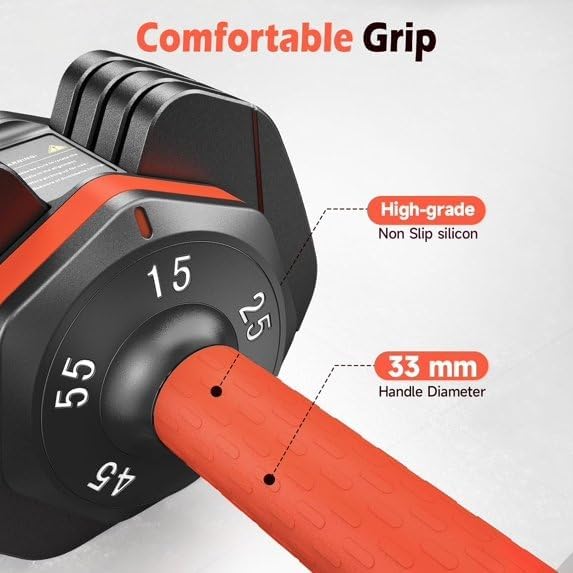 DB1 QuickDial Adjustable Dumbbell Set, Adjustable Free Weights with Storage Box, 110lb/105lb/50lbs Quick Change for Drop Set, Non-Slip Handles, Weight Set For Home Gym Suit both Men and Women