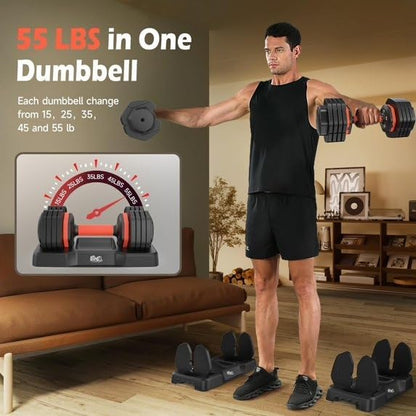 DB1 QuickDial Adjustable Dumbbell Set, Adjustable Free Weights with Storage Box, 110lb/105lb/50lbs Quick Change for Drop Set, Non-Slip Handles, Weight Set For Home Gym Suit both Men and Women