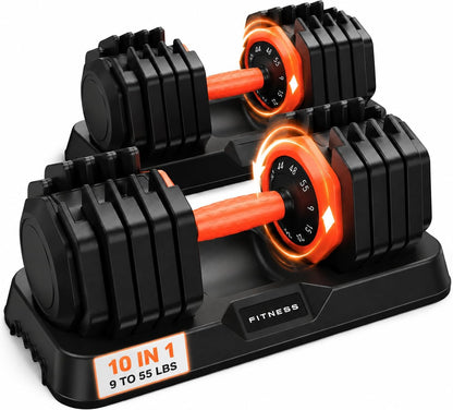 DB1 QuickDial Adjustable Dumbbell Set, Adjustable Free Weights with Storage Box, 110lb/105lb/50lbs Quick Change for Drop Set, Non-Slip Handles, Weight Set For Home Gym Suit both Men and Women