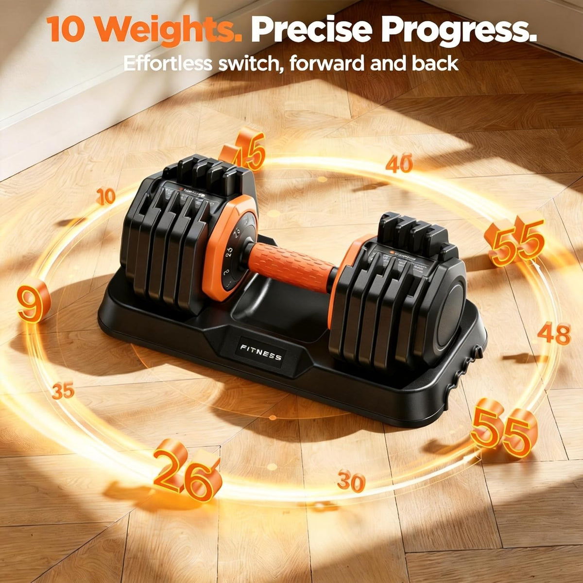 DB1 QuickDial Adjustable Dumbbell Set, Adjustable Free Weights with Storage Box, 110lb/105lb/50lbs Quick Change for Drop Set, Non-Slip Handles, Weight Set For Home Gym Suit both Men and Women