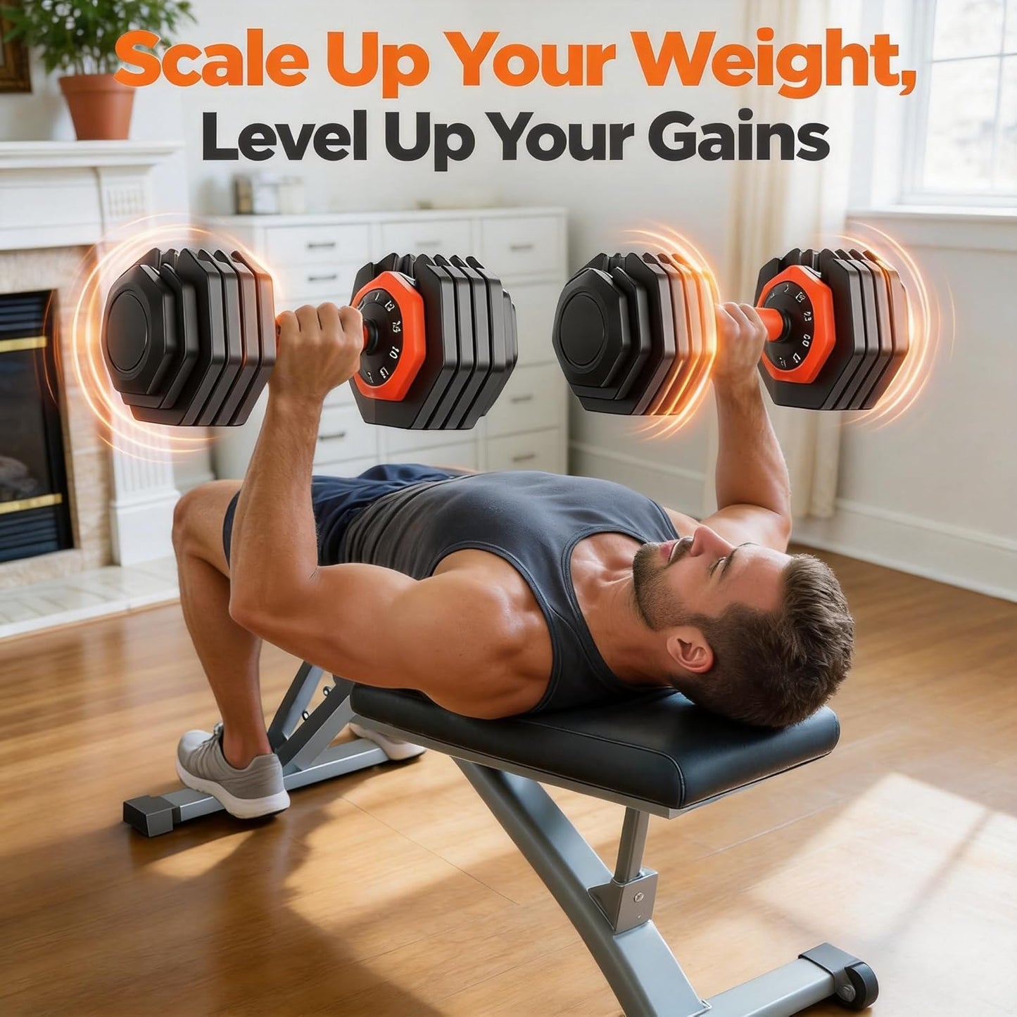 DB1 QuickDial Adjustable Dumbbell Set, Adjustable Free Weights with Storage Box, 110lb/105lb/50lbs Quick Change for Drop Set, Non-Slip Handles, Weight Set For Home Gym Suit both Men and Women
