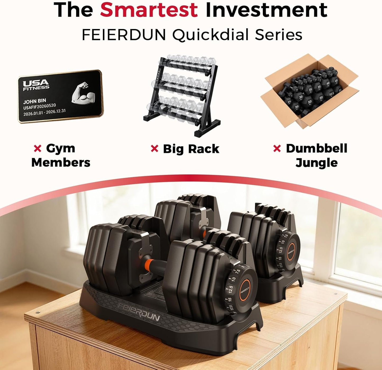 DB1 QuickDial Adjustable Dumbbell Set, Adjustable Free Weights with Storage Box, 110lb/105lb/50lbs Quick Change for Drop Set, Non-Slip Handles, Weight Set For Home Gym Suit both Men and Women