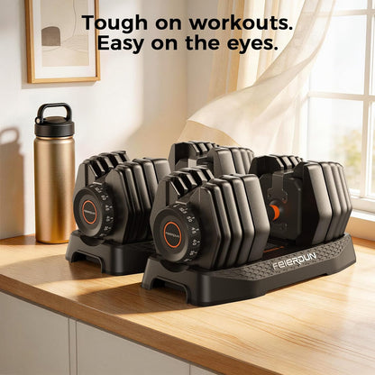 DB1 QuickDial Adjustable Dumbbell Set, Adjustable Free Weights with Storage Box, 110lb/105lb/50lbs Quick Change for Drop Set, Non-Slip Handles, Weight Set For Home Gym Suit both Men and Women