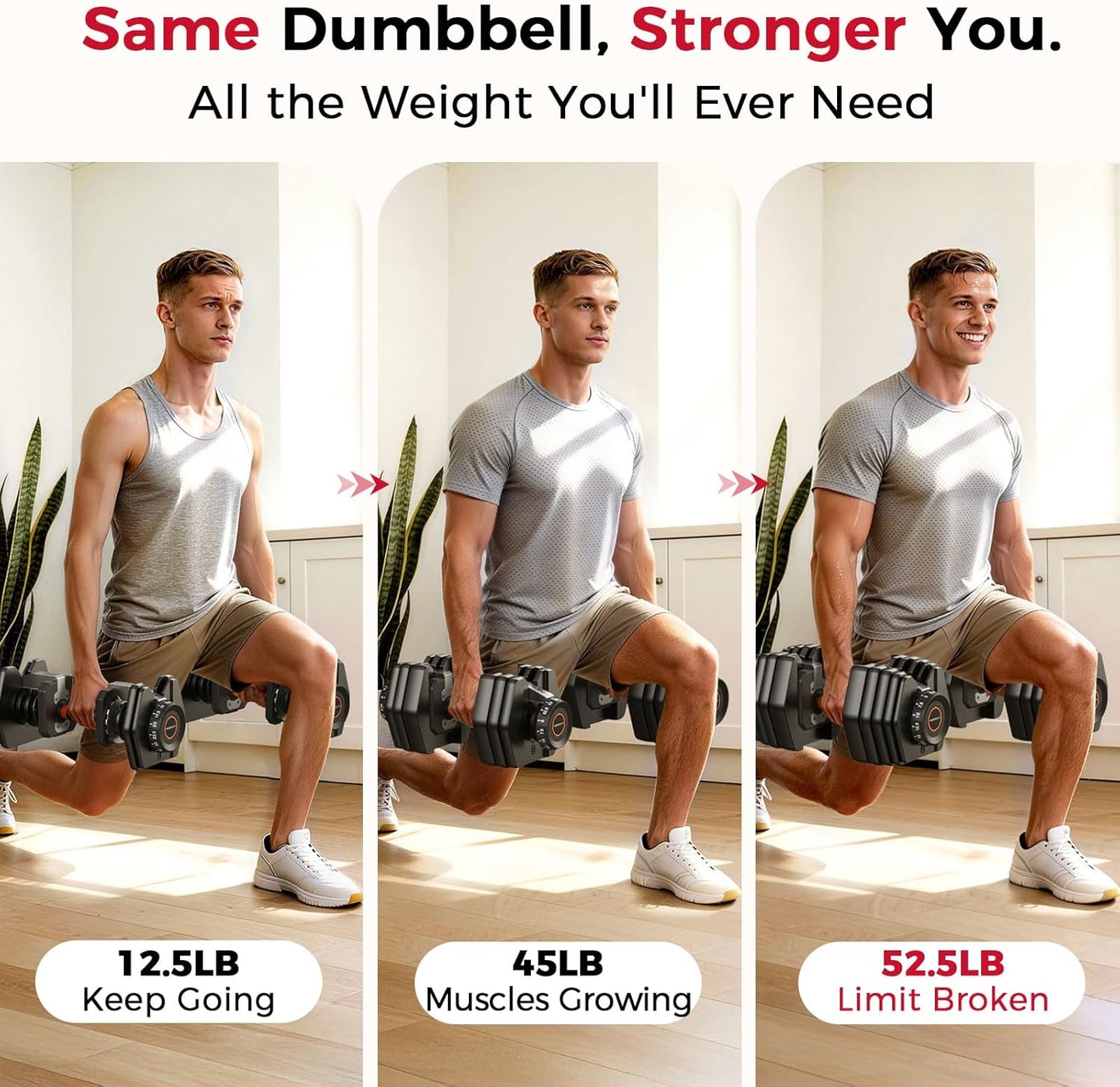 DB1 QuickDial Adjustable Dumbbell Set, Adjustable Free Weights with Storage Box, 110lb/105lb/50lbs Quick Change for Drop Set, Non-Slip Handles, Weight Set For Home Gym Suit both Men and Women