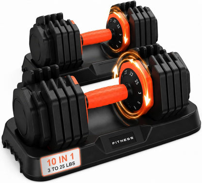 DB1 QuickDial Adjustable Dumbbell Set, Adjustable Free Weights with Storage Box, 110lb/105lb/50lbs Quick Change for Drop Set, Non-Slip Handles, Weight Set For Home Gym Suit both Men and Women