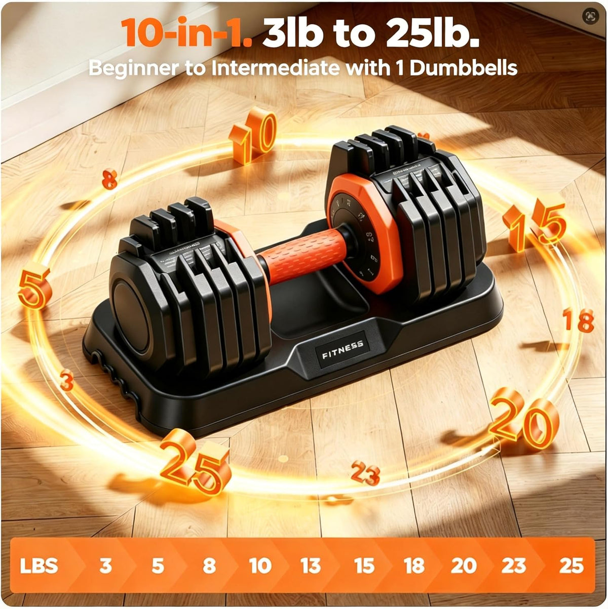 DB1 QuickDial Adjustable Dumbbell Set, Adjustable Free Weights with Storage Box, 110lb/105lb/50lbs Quick Change for Drop Set, Non-Slip Handles, Weight Set For Home Gym Suit both Men and Women