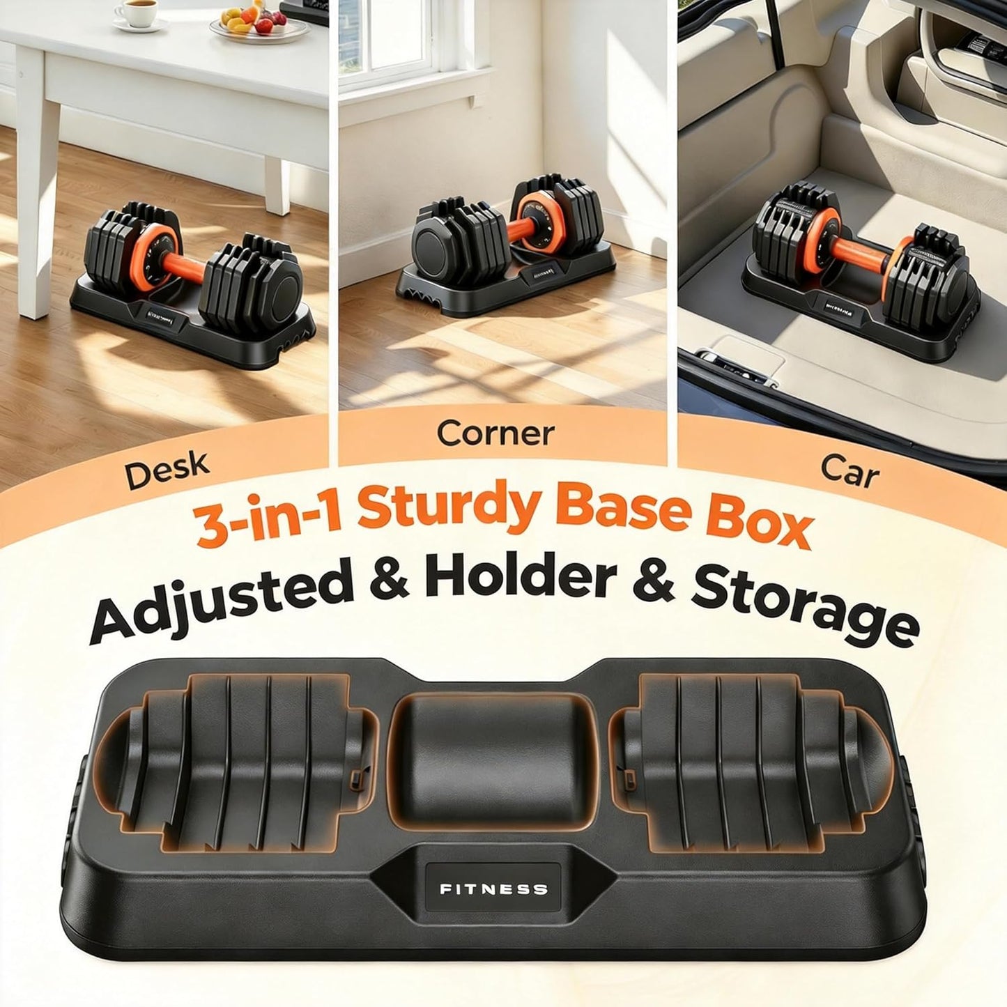 DB1 QuickDial Adjustable Dumbbell Set, Adjustable Free Weights with Storage Box, 110lb/105lb/50lbs Quick Change for Drop Set, Non-Slip Handles, Weight Set For Home Gym Suit both Men and Women