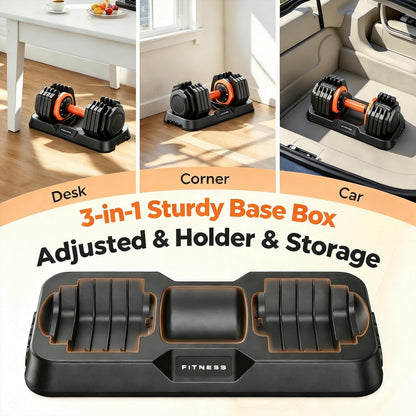 DB1 QuickDial Adjustable Dumbbell Set, Adjustable Free Weights with Storage Box, 110lb/105lb/50lbs Quick Change for Drop Set, Non-Slip Handles, Weight Set For Home Gym Suit both Men and Women