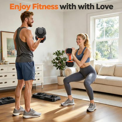 DB1 QuickDial Adjustable Dumbbell Set, Adjustable Free Weights with Storage Box, 110lb/105lb/50lbs Quick Change for Drop Set, Non-Slip Handles, Weight Set For Home Gym Suit both Men and Women