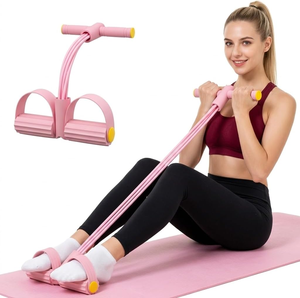 Pedal Resistance Band with Handle,4/6/8 Tubes Options,Full-Body Use | Premium Thick-Gauge TPE Tubes 25-45lbs with 300% Stretch,Sturdy PVC Foot Straps,Multiple Workout Modes for Full-Body Training