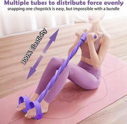 Pedal Resistance Band with Handle,4/6/8 Tubes Options,Full-Body Use | Premium Thick-Gauge TPE Tubes 25-45lbs with 300% Stretch,Sturdy PVC Foot Straps,Multiple Workout Modes for Full-Body Training