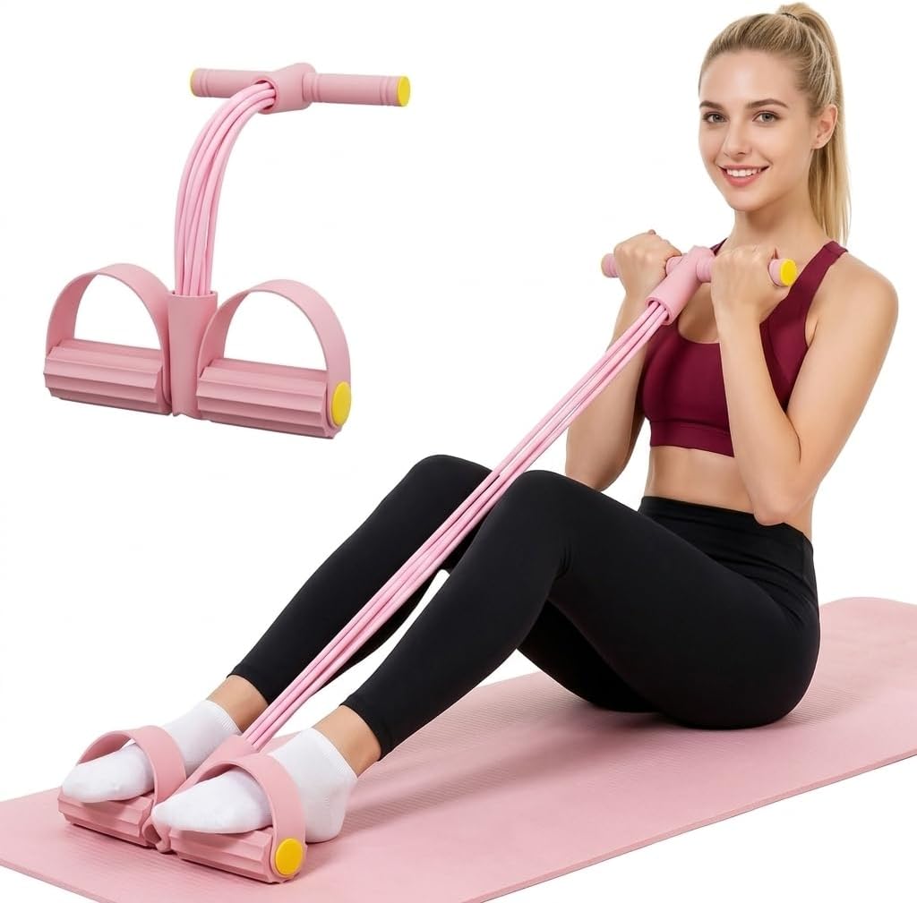 Pedal Resistance Band with Handle,4/6/8 Tubes Options,Full-Body Use | Premium Thick-Gauge TPE Tubes 25-45lbs with 300% Stretch,Sturdy PVC Foot Straps,Multiple Workout Modes for Full-Body Training