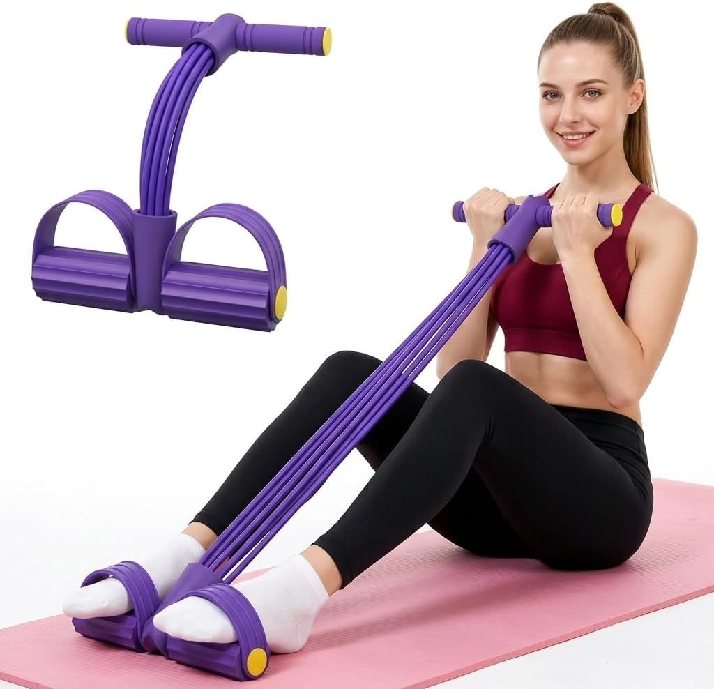 Pedal Resistance Band with Handle,4/6/8 Tubes Options,Full-Body Use | Premium Thick-Gauge TPE Tubes 25-45lbs with 300% Stretch,Sturdy PVC Foot Straps,Multiple Workout Modes for Full-Body Training