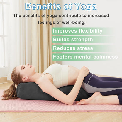 Rectangular Yoga Bolster Pillow, Meditation Pillow for Yin & Restorative Yoga, Filled with Wasted Sponge