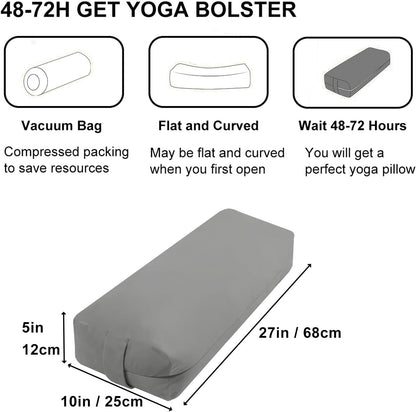 Rectangular Yoga Bolster Pillow, Meditation Pillow for Yin & Restorative Yoga, Filled with Wasted Sponge