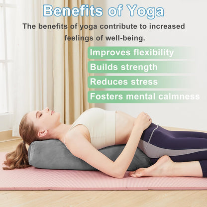 Rectangular Yoga Bolster Pillow, Meditation Pillow for Yin & Restorative Yoga, Filled with Wasted Sponge