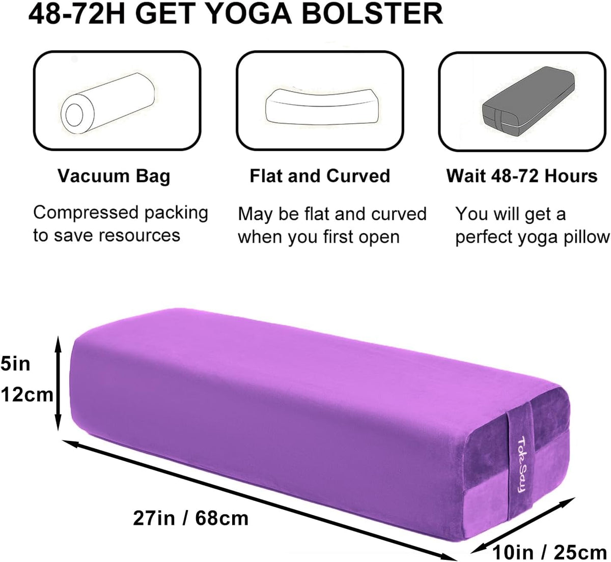 Rectangular Yoga Bolster Pillow, Meditation Pillow for Yin & Restorative Yoga, Filled with Wasted Sponge