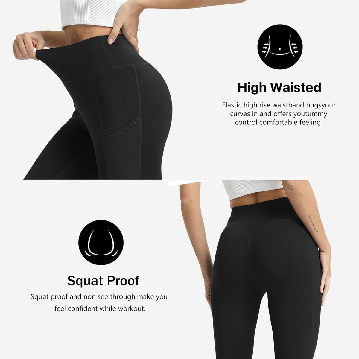 Capri Leggings for Women Yoga Pants Leggings with Pockets for Women | 4 Pack Capris for Women with Pockets Capri Pants, Summer Capri Pants for Women Plus Size Workout and Tummy Control Leggings