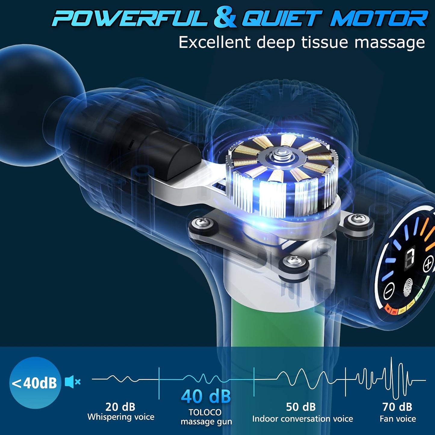 Massage Gun Deep Tissue, Percussion Massage Gun with 10 Replacement Heads, Super Quiet Portable Electric Massager for Athletes, Relax, Fathers Day Dad Gifts, Black