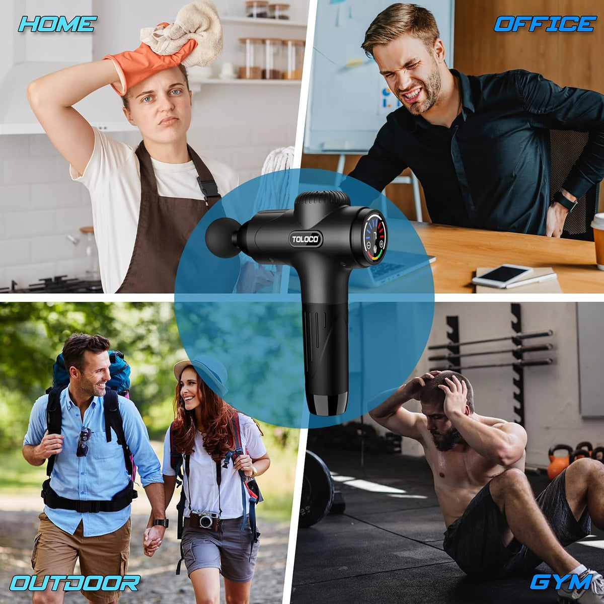 Massage Gun Deep Tissue, Percussion Massage Gun with 10 Replacement Heads, Super Quiet Portable Electric Massager for Athletes, Relax, Fathers Day Dad Gifts, Black