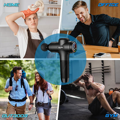 Massage Gun Deep Tissue, Percussion Massage Gun with 10 Replacement Heads, Super Quiet Portable Electric Massager for Athletes, Relax, Fathers Day Dad Gifts, Black